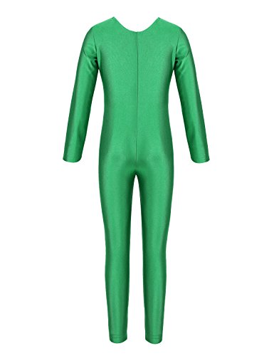 iiniim Maillot Manga Larga Niña Bodies Jumpsuit Deportivo Mono Leotardo Gimnasia Body Elástico Ropa de Deporte Invierno para Niñas Unitard Dancewear Niños Disfraz de Carnaval Verde 7-8 años