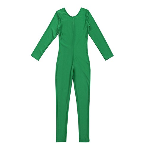 iiniim Maillot Manga Larga Niña Bodies Jumpsuit Deportivo Mono Leotardo Gimnasia Body Elástico Ropa de Deporte Invierno para Niñas Unitard Dancewear Niños Disfraz de Carnaval Verde 7-8 años