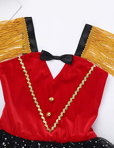 iiniim Vestidos de Patinaje Artístico Fantasía Maillot Ballet con Falda Tutú Lentejuelas Disfraz Bailarina Body de Danza Disfraces de Circo Acrobacia Actuación Rojo 7-8 años