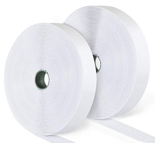 ilauke 15M Hook y Loop Auto Adhesivo Cinta Rollo Hook and Loop Tape Gancho y Bucle(Blanco)