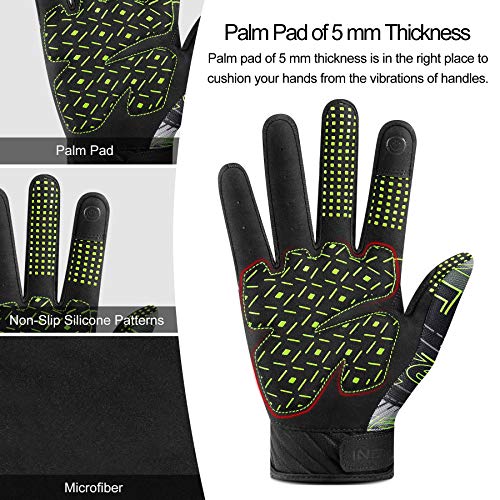 INBIKE Guantes Bicicleta Montaña Largos MTB Deportivos Ciclismo Hombre Adulto Carretera Trekking Táctil Bici Invierno Verano Trabajo Telefono Móvil Verde XL