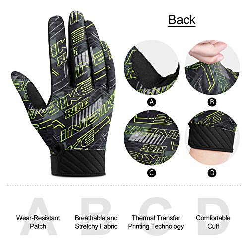 INBIKE Guantes Bicicleta Montaña Largos MTB Deportivos Ciclismo Hombre Adulto Carretera Trekking Táctil Bici Invierno Verano Trabajo Telefono Móvil Verde XL