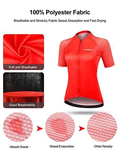 INBIKE Maillot de Ciclismo Profesional para Mujer Verano Secado Rápido Bicicleta Carretera Slim Fit Rojo, M