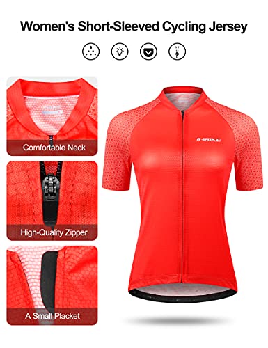 INBIKE Maillot de Ciclismo Profesional para Mujer Verano Secado Rápido Bicicleta Carretera Slim Fit Rojo, M