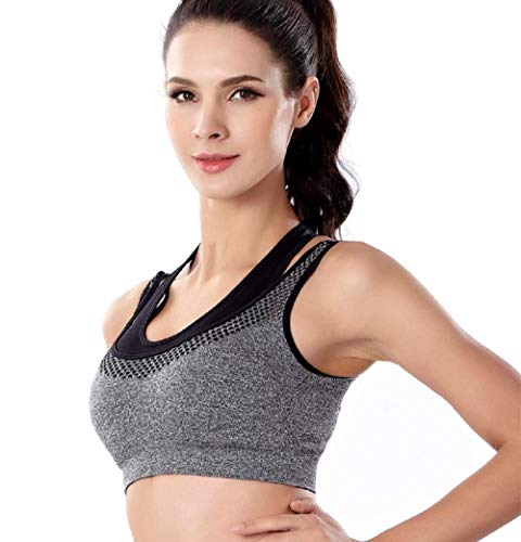 Inception Pro Infinite (Talla l - XL) Top - Sujetador Deportivo - Gris y Negro - Mujer - Entrenamiento - Gimnasio - Fitness - Correr - Trotar - Yoga - Pilates