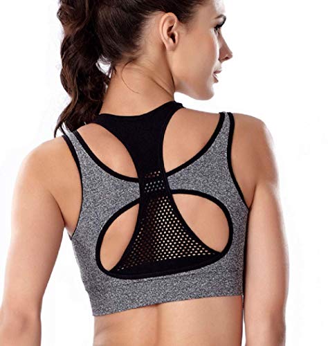 Inception Pro Infinite (Talla l - XL) Top - Sujetador Deportivo - Gris y Negro - Mujer - Entrenamiento - Gimnasio - Fitness - Correr - Trotar - Yoga - Pilates