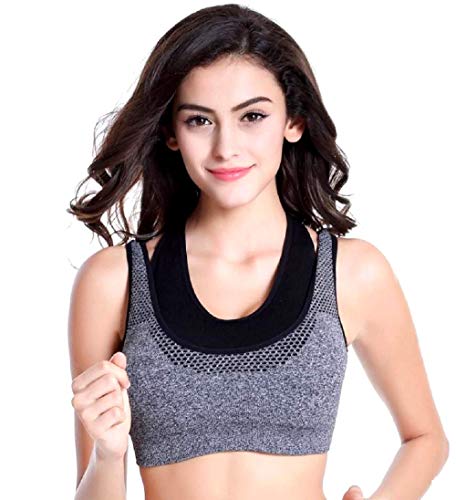 Inception Pro Infinite (Talla l - XL) Top - Sujetador Deportivo - Gris y Negro - Mujer - Entrenamiento - Gimnasio - Fitness - Correr - Trotar - Yoga - Pilates