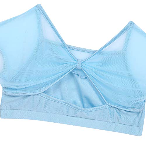 inhzoy Vestido de Danza Lírica para Niña Maillot de Ballet Patinaje Artístico Disfraz de Bailarina Crop Top Manga Corta con Falda Vestido Baile de Salón Cielo Azul 8 años