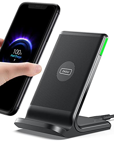 INIU Cargador Inalámbrico Rápido, 15W Qi Wireless Charger Estación Compatible con iPhone 13 12 11 Pro MAX XR X 8 Plus Samsung Galaxy S20 S10 S9 S8 Note10 9 AirPods Huawei Xiaomi etc