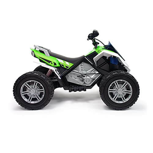 INJUSA – Quad Rage 24V Recomendado para Niños +6 Años con 2 Velocidades, Suspensiones y Luces Delanteras y Traseras, Color Verde