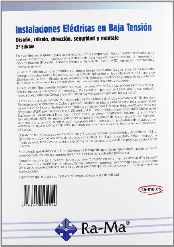 Instalaciones Eléctricas en Baja Tensión. Diseño, Cálculo, Dirección, Seguridad y Montaje. 2ª Edición