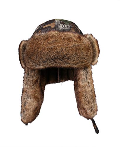 Insun Unisexo Gorros de Aviador Invierno Trooper Cazador de Nieve Sombrero Marrón Camuflaje XL Circunferencia del Sombrero 60cm