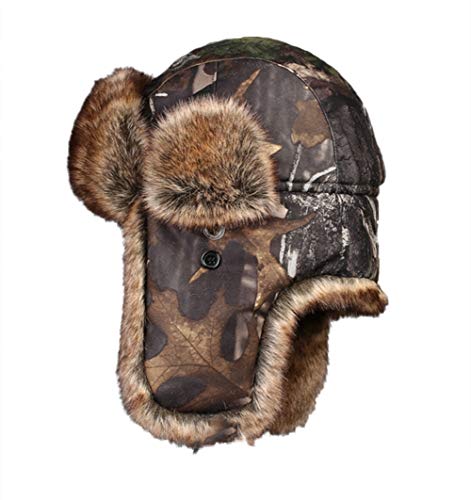 Insun Unisexo Gorros de Aviador Invierno Trooper Cazador de Nieve Sombrero Marrón Camuflaje XL Circunferencia del Sombrero 60cm