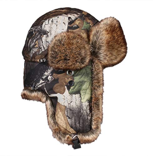 Insun Unisexo Gorros de Aviador Invierno Trooper Cazador de Nieve Sombrero Marrón Camuflaje XL Circunferencia del Sombrero 60cm