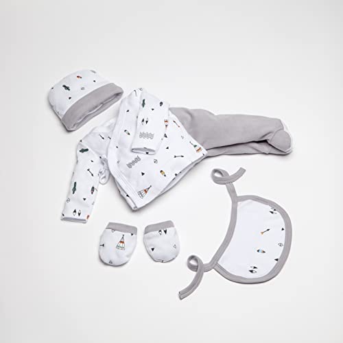 Interbaby SET07-31 - Set Primera Puesta Indio Gris Para Recién Nacido 5 Piezas, 340 g