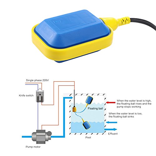 Interruptor de flotador de 5 m, 250 V, 10 A, cable automático para agua, bomba de nivel