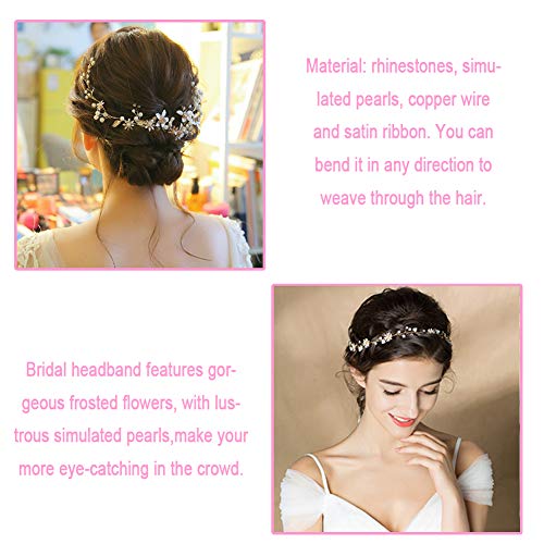 INTVN Diademas de Novia para el Pelo Rhinestone Cristal Perla Flor Tiara Joyería Accesorio del Pelo para Mujer Niña