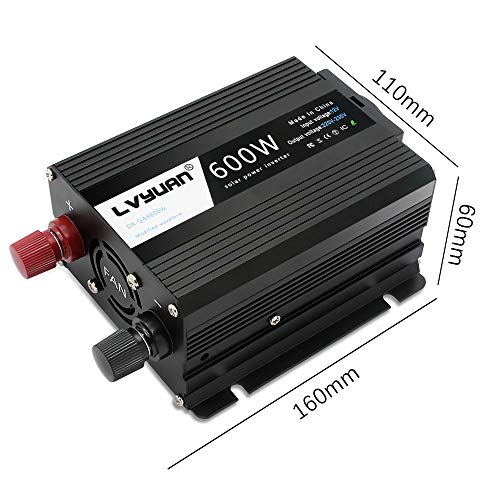 Inversor De Corriente 600W para Coche, Cantonape Transformador De 12v a 220v, Inversor con 1 EU Toma Y Dual Puertos USB 5V/2.4A para iPhone, iPad Y Tableta