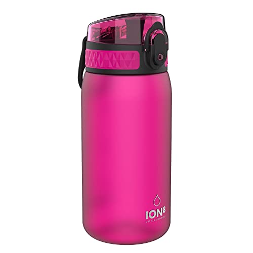 ion8 Leak Proof BPA Free, Botella de agua, sin BPS, a pueba de fugas, Rosa (Frosted Pink), 350 ml