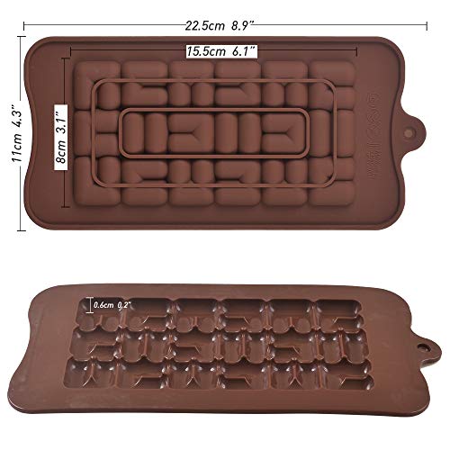 ionEgg Moldes de silicona para barras de chocolate, moldes de chocolate separables, moldes caseros para barras de proteínas y energía, 4 paquetes