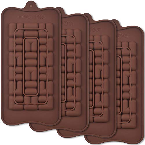 ionEgg Moldes de silicona para barras de chocolate, moldes de chocolate separables, moldes caseros para barras de proteínas y energía, 4 paquetes