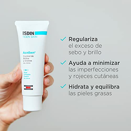 ISDIN ACNIBEN Gel Crema, Tratamiento para el Acne Facial Control de Brillos y granos, 40ml