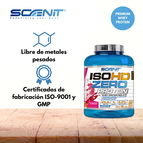 ISOHD Zero Protein | 100% whey protein isolate, proteinas whey para el desarrollo muscular | Proteinas para masa muscular con aminoácidos | proteinas whey isolate | 2,27 kg (Fresa con nata)