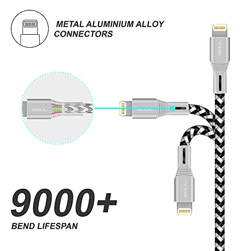 iSOUL Corto iPhone Cable Lightning Cable Cargador iPhone 15cm [Apple MFi Certificado] Compatible con iPhone 11 XS MAX XR X 8 Plus 7 Plus 6S 6 Plus 5 5S 5C SE iPad Air Pro Mini iPod