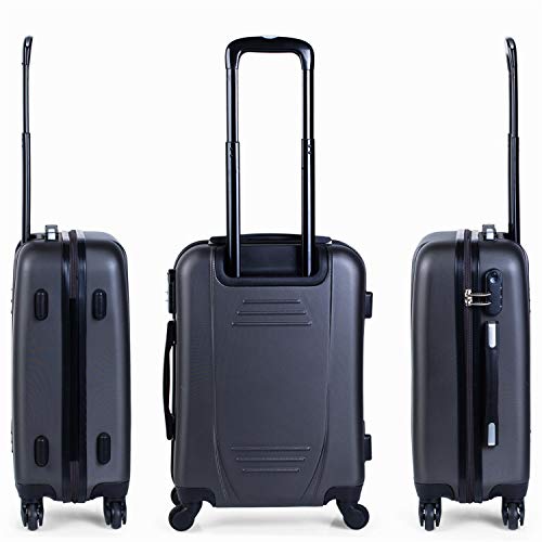 ITACA - Maleta Cabina 55 cm de Viaje Rígida 4 Ruedas Trolley 55 cm ABS. Equipaje de Mano. Pequeña Práctica Cómoda y Ligera Low Cost Ryanair, Estudiante. 71150, Color Antracita