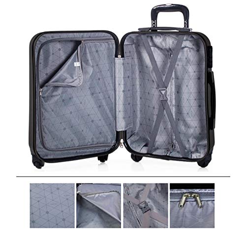 ITACA - Maleta Cabina 55 cm de Viaje Rígida 4 Ruedas Trolley 55 cm ABS. Equipaje de Mano. Pequeña Práctica Cómoda y Ligera Low Cost Ryanair, Estudiante. 71150, Color Antracita