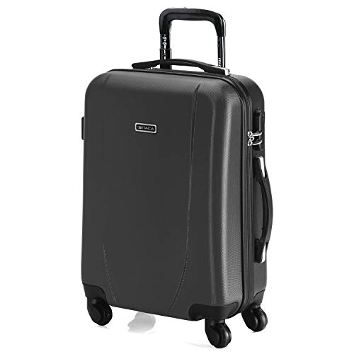 ITACA - Maleta Cabina 55 cm de Viaje Rígida 4 Ruedas Trolley 55 cm ABS. Equipaje de Mano. Pequeña Práctica Cómoda y Ligera Low Cost Ryanair, Estudiante. 71150, Color Antracita