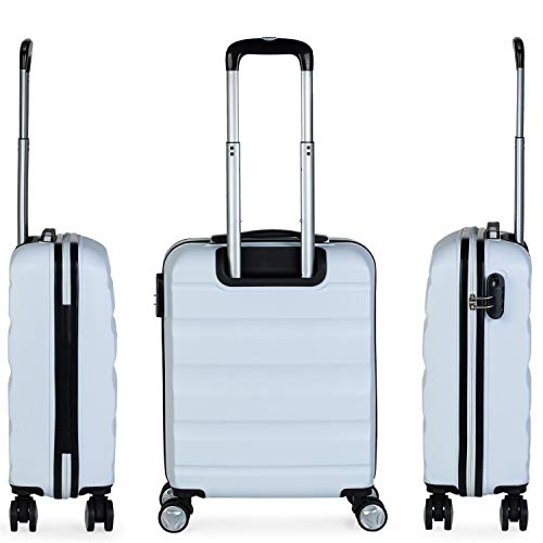 ITACA - Maleta Cabina Avion Pequeña Rígida ABS de Viaje con 4 Ruedas Hombre Mujer 55x40x20 cm. Trolley Equipaje de Mano de Marca ITACA. Práctica y Ligera. Candado con Combinación. T71650, Color Blanco