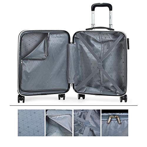 ITACA - Maleta Cabina Avion Pequeña Rígida ABS de Viaje con 4 Ruedas Hombre Mujer 55x40x20 cm. Trolley Equipaje de Mano de Marca ITACA. Práctica y Ligera. Candado con Combinación. T71650, Color Blanco