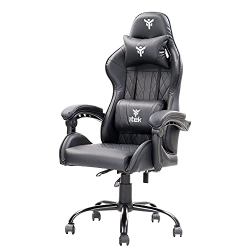 Itek Gaming Chair Rhombus PF10, Cloruro de polivinilo, Negro, Normale