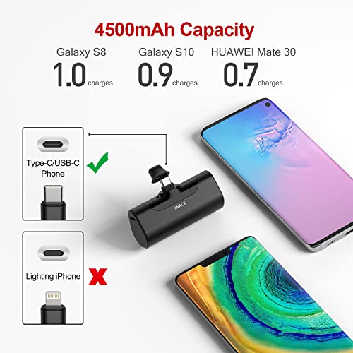 iWALK USB Banco de Energía, 4500mAh Cargador USB Portable C Pack de Batería, Compatible con Samsung Galaxy Note20 Ultra, Z Fold2, S20/S10/S9, A51/A71, Note 10/9/8, Smartphones Android