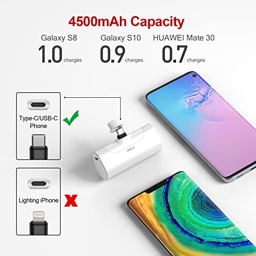 iWALK USB Banco de Energía, 4500mAh Cargador USB Portable C Pack de Batería, Compatible con Samsung Galaxy Note20 Ultra, Z Fold2, S20/S10/S9, A51/A71, Note 10/9/8, Smartphones Android