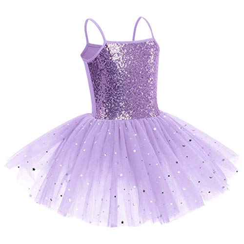 IWEMEK Vestido de ballet sin mangas con lentejuelas para niños y niñas, con correa de espagueti, patinaje, gimnasia, ropa de baile de cisne de hadas, vestidos de baile de salón de baile