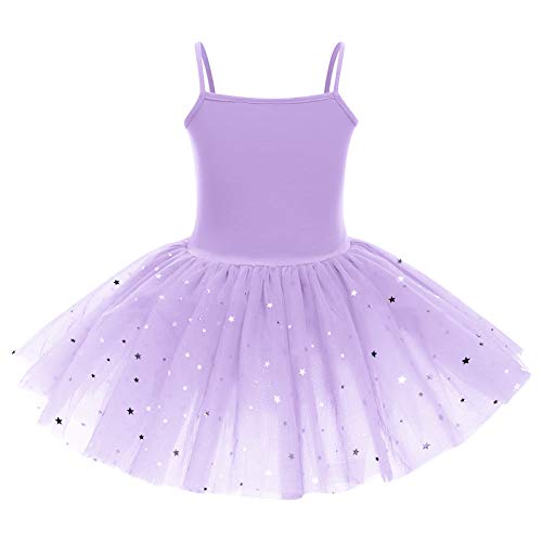 IWEMEK Vestido de ballet sin mangas con lentejuelas para niños y niñas, con correa de espagueti, patinaje, gimnasia, ropa de baile de cisne de hadas, vestidos de baile de salón de baile