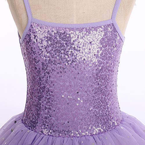 IWEMEK Vestido de ballet sin mangas con lentejuelas para niños y niñas, con correa de espagueti, patinaje, gimnasia, ropa de baile de cisne de hadas, vestidos de baile de salón de baile