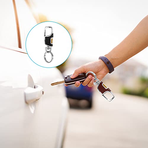 Iyowei 3Pcs Llavero Coche Llavero Mosqueton Llavero de Aleación de Metal Liberación Rápida con 2 Anillos Desmontables Llavero para Llaves de Coche Casa Oficina (Negro, Marrón)