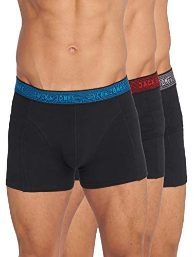 JACK & JONES JACWAISTBAND TRUNKS 3 PACK NOOS Bóxer, Gris (Asphalt Detail:hawaian Ocean & Fiery Red), X-Large (Pack de 3) para Hombre