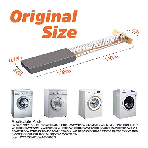 JamBer Escobillas de carbón para lavadora,12.3x4.8 x35mm para Bosch Siemens 39 39S39L series 2 piezas Pieza de herramienta eléctrica Escobilla