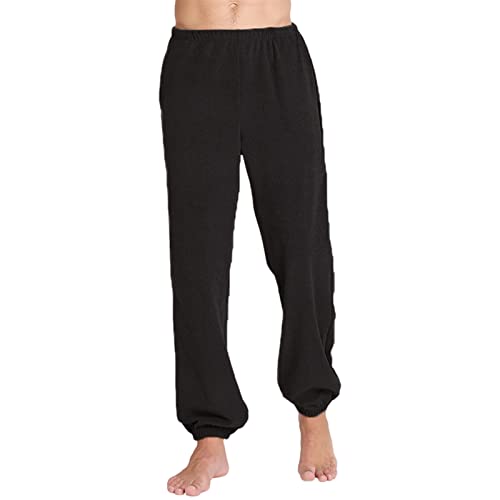 Jamron Hombre Invierno Reversible Fluffy Pantalones Térmicos Elástico Casuale Pantalones Deportivos Talla Grande Negro SA5AP01 4XL