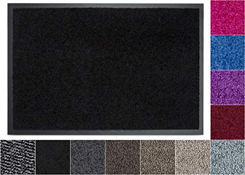 Jan Max Alfombra para atrapar la Suciedad - 8 Colores - Felpudo con 2900g/m2 de Fibra PP Twisted Heatset - 2,4l/m2 de absorción de Humedad - Alfombra para Correr Limpia 40 x 60 cm Negro