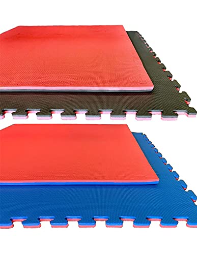 Jardin202 - Tatami Puzzle 1000x1000 | Esterilla Reversible Antideslizante | Suelo para gimnasios, Artes Marciales, Judo | con Bordes | Espesor: 20mm (Rojo y Azul)