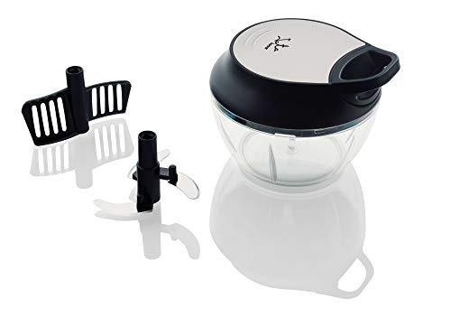 Jata Hogar HMAQ4501 - Picadora, batidora manual mini. Cuchilla de acero inoxidable con 3 alturas. Pica todo tipo de alimentos. Pala para batir, mezclar y emulsionar. Libre de BPA. Master Cut