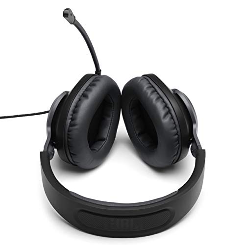 JBL Quantum 100 Auriculares para gamers con sonido QuantumSOUND, micrófono Boom y, diseño ligero y cómodo a la par que llamativo, compatible con múltiples plataformas, en negro