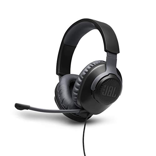 JBL Quantum 100 Auriculares para gamers con sonido QuantumSOUND, micrófono Boom y, diseño ligero y cómodo a la par que llamativo, compatible con múltiples plataformas, en negro