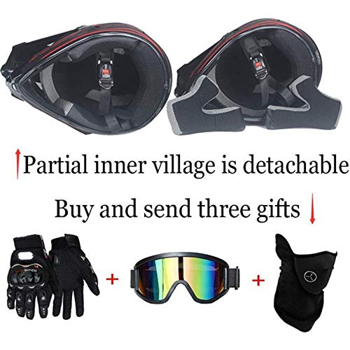 JCLDG Motocross Helmet Adult, Casco Moto Enduro MTB con Gafas/Máscara/Guantes, Casco Cross Quad Off Road ATV Scooter Apto para Adultos y niños, jóvenes Hombres Mujeres,XL