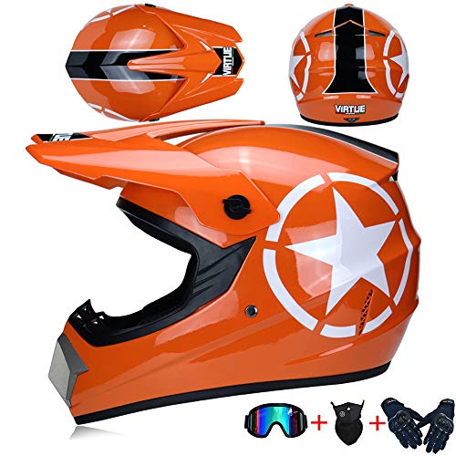 JCLDG Motocross Helmet Adult, Casco Moto Enduro MTB con Gafas/Máscara/Guantes, Casco Cross Quad Off Road ATV Scooter Apto para Adultos y niños, jóvenes Hombres Mujeres,XL